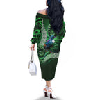 Tui Bird Koru Silver Fern Aotearoa Family Matching Off The Shoulder Long Sleeve Dress and Hawaiian Shirt