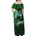 Tui Bird Koru Silver Fern Aotearoa Family Matching Off Shoulder Maxi Dress and Hawaiian Shirt
