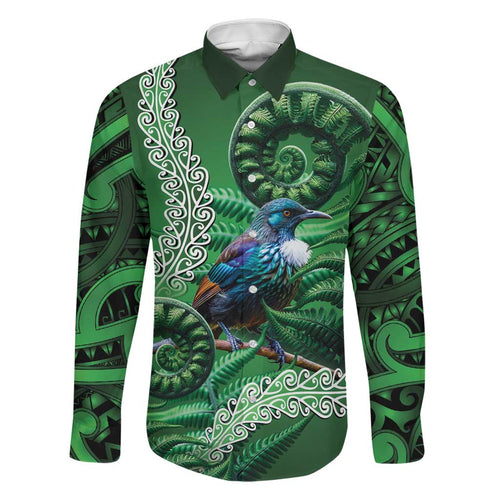 Tui Bird Koru Silver Fern Aotearoa Family Matching Off Shoulder Short Dress and Hawaiian Shirt