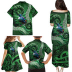 Tui Bird Koru Silver Fern Aotearoa Family Matching Puletasi and Hawaiian Shirt