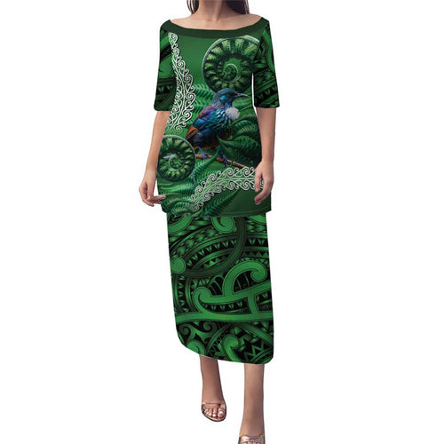 Tui Bird Koru Silver Fern Aotearoa Family Matching Puletasi and Hawaiian Shirt