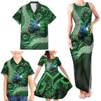 Tui Bird Koru Silver Fern Aotearoa Family Matching Tank Maxi Dress and Hawaiian Shirt