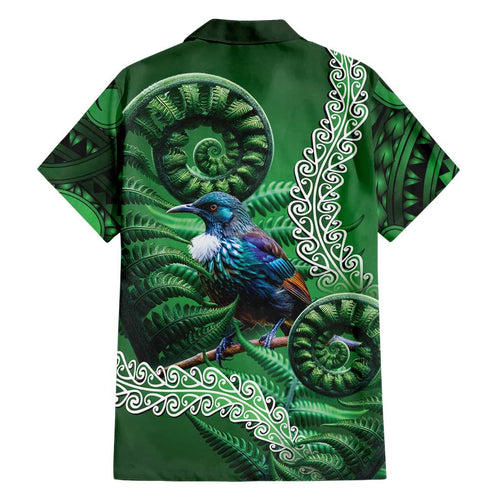 Tui Bird Koru Silver Fern Aotearoa Hawaiian Shirt