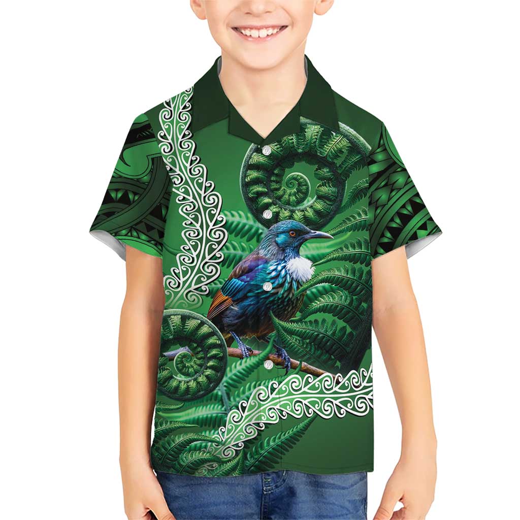 Tui Bird Koru Silver Fern Aotearoa Kid Hawaiian Shirt