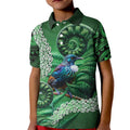 Tui Bird Koru Silver Fern Aotearoa Kid Polo Shirt