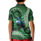 Tui Bird Koru Silver Fern Aotearoa Kid Polo Shirt