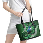 Tui Bird Koru Silver Fern Aotearoa Leather Tote Bag