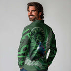 Tui Bird Koru Silver Fern Aotearoa Long Sleeve Polo Shirt