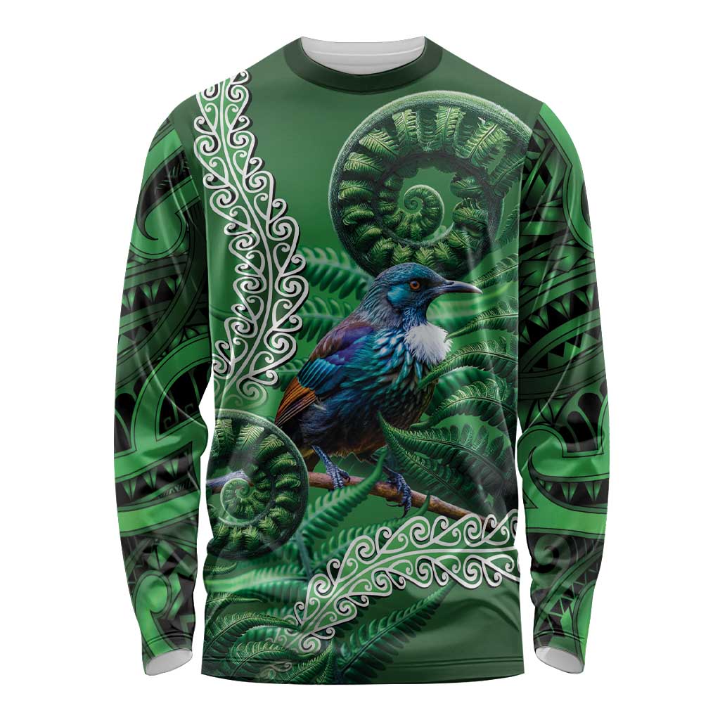 Tui Bird Koru Silver Fern Aotearoa Long Sleeve Shirt