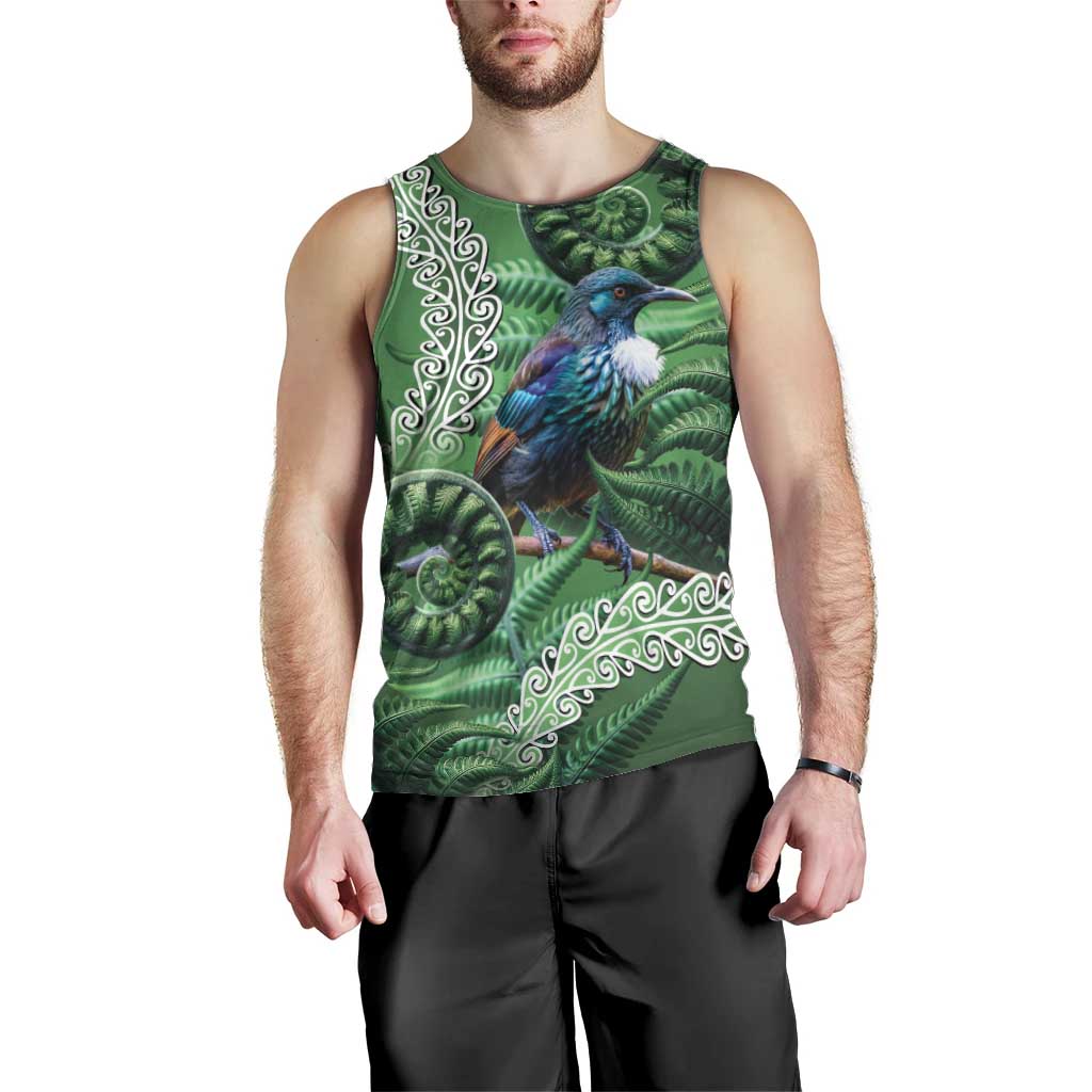 Tui Bird Koru Silver Fern Aotearoa Men Tank Top