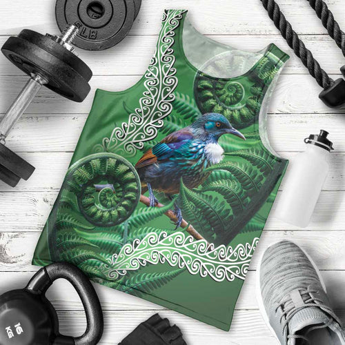 Tui Bird Koru Silver Fern Aotearoa Men Tank Top