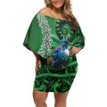 Tui Bird Koru Silver Fern Aotearoa Off Shoulder Short Dress