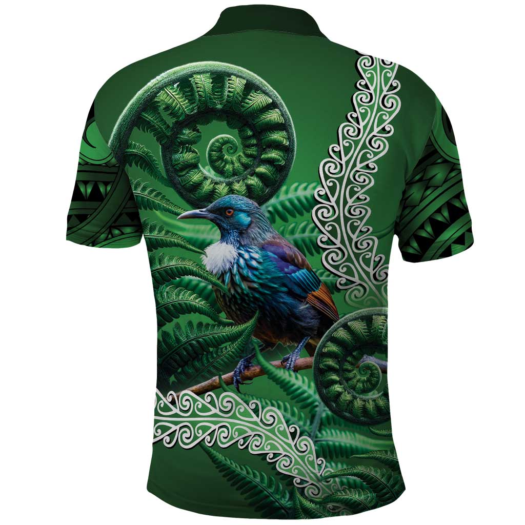 Tui Bird Koru Silver Fern Aotearoa Polo Shirt