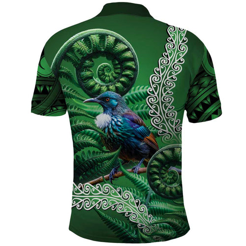 Tui Bird Koru Silver Fern Aotearoa Polo Shirt