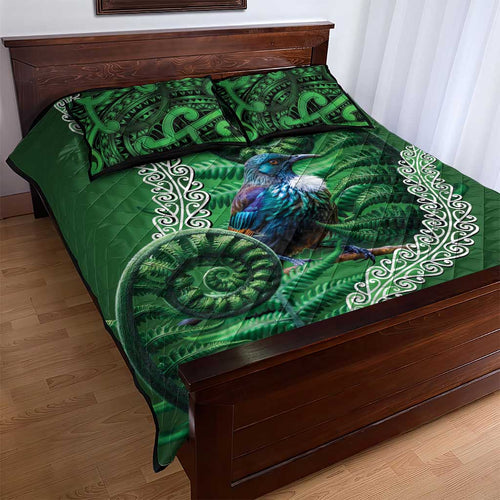 Tui Bird Koru Silver Fern Aotearoa Quilt Bed Set
