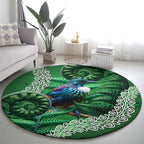 Tui Bird Koru Silver Fern Aotearoa Round Carpet