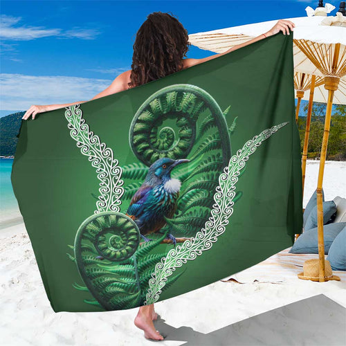 Tui Bird Koru Silver Fern Aotearoa Sarong