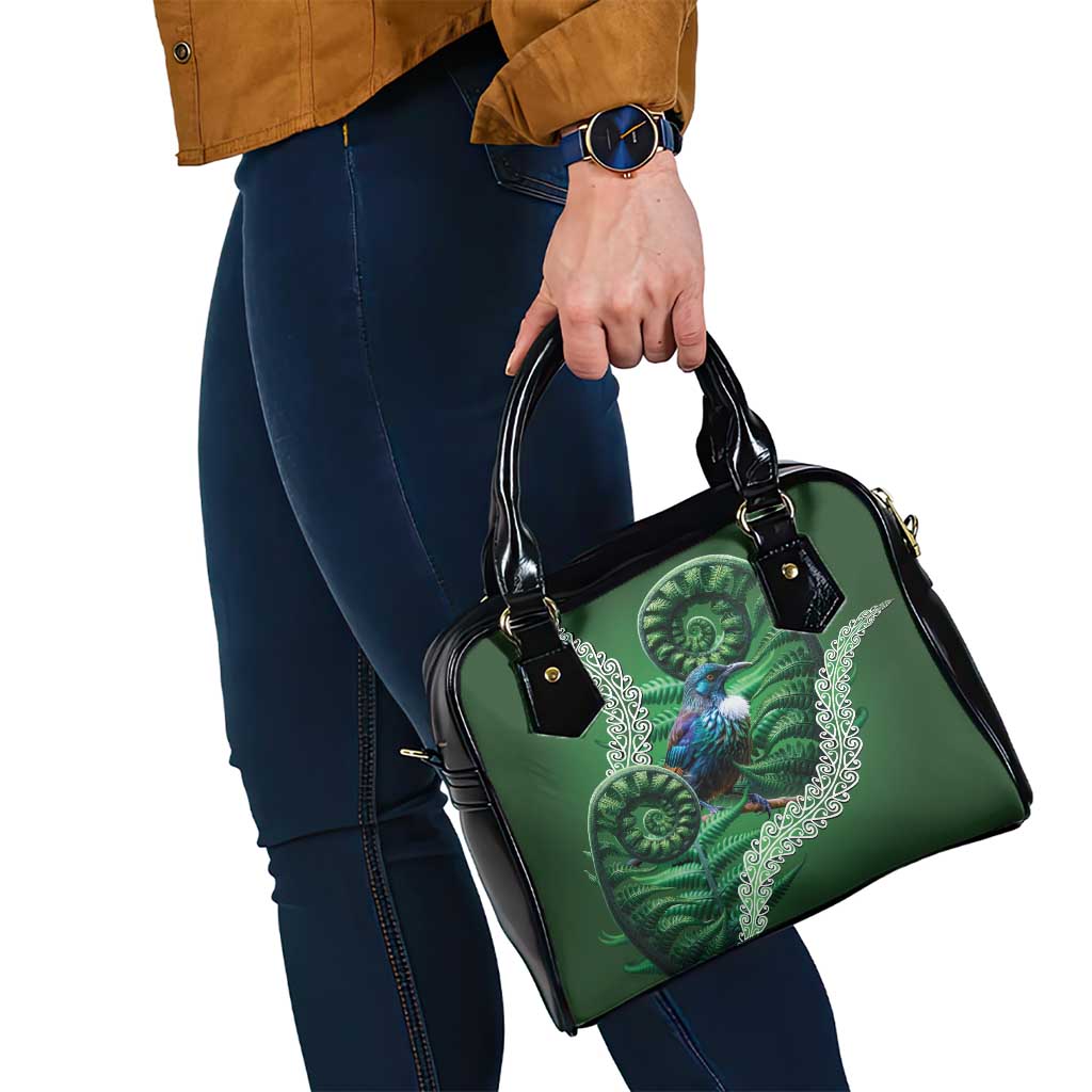 Tui Bird Koru Silver Fern Aotearoa Shoulder Handbag