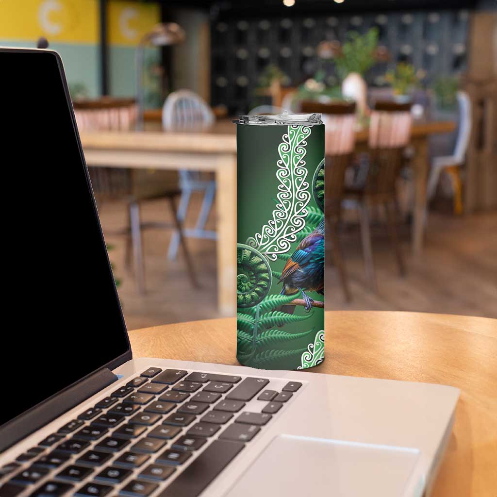 Tui Bird Koru Silver Fern Aotearoa Skinny Tumbler