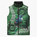 Tui Bird Koru Silver Fern Aotearoa Sleeveless Puffer Jacket