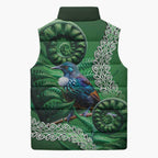 Tui Bird Koru Silver Fern Aotearoa Sleeveless Puffer Jacket