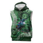 Tui Bird Koru Silver Fern Aotearoa Sleeveless Zip Hoodie