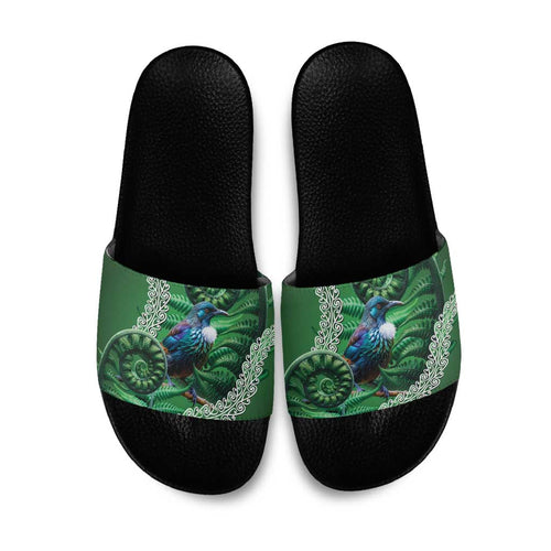 Tui Bird Koru Silver Fern Aotearoa Slide Sandals