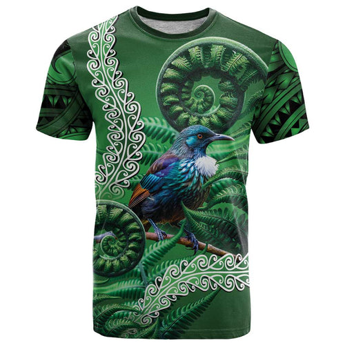 Tui Bird Koru Silver Fern Aotearoa T Shirt