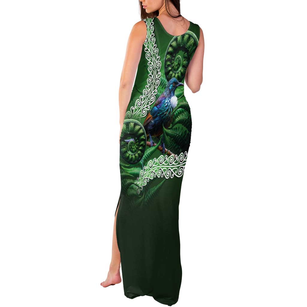 Tui Bird Koru Silver Fern Aotearoa Tank Maxi Dress