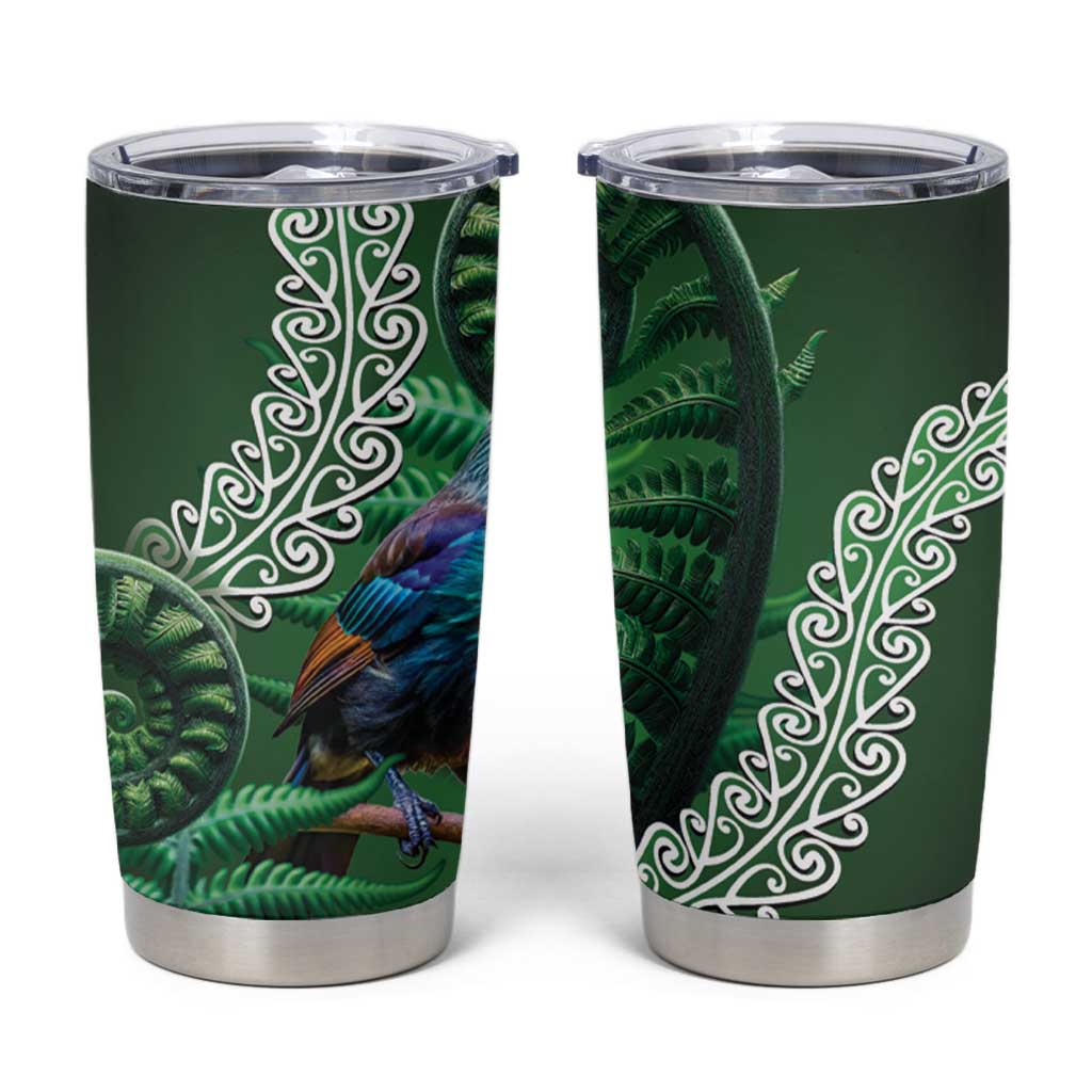 Tui Bird Koru Silver Fern Aotearoa Tumbler Cup