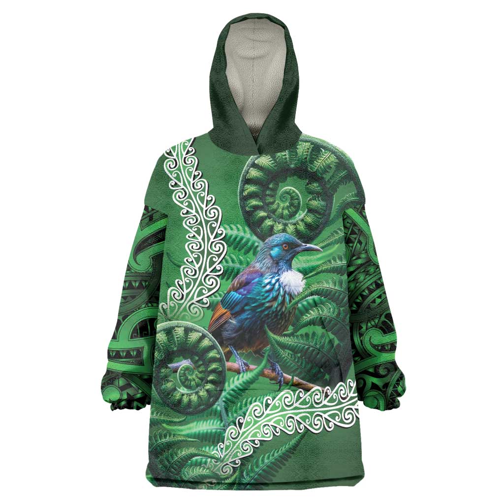 Tui Bird Koru Silver Fern Aotearoa Wearable Blanket Hoodie