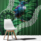 Tui Bird Koru Silver Fern Aotearoa Window Curtain