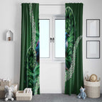 Tui Bird Koru Silver Fern Aotearoa Window Curtain
