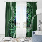 Tui Bird Koru Silver Fern Aotearoa Window Curtain
