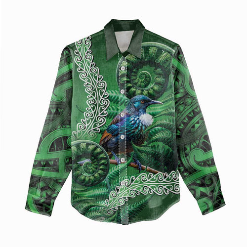 Tui Bird Koru Silver Fern Aotearoa Women Casual Shirt