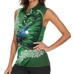 Tui Bird Koru Silver Fern Aotearoa Women Sleeveless Polo Shirt
