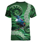 Tui Bird Koru Silver Fern Aotearoa Women V-Neck T-Shirt