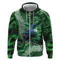 Tui Bird Koru Silver Fern Aotearoa Zip Hoodie