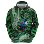 Tui Bird Koru Silver Fern Aotearoa Zip Hoodie