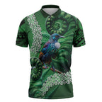 Tui Bird Koru Silver Fern Aotearoa Zipper Polo Shirt