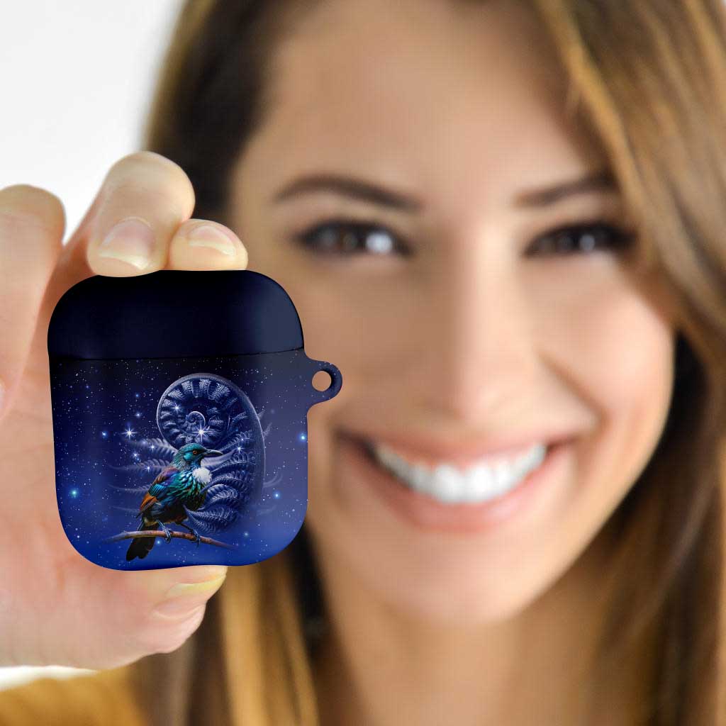 Tui Bird Matariki Galaxy AirPods Case Koru Silver Fern Aotearoa