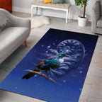 Tui Bird Matariki Galaxy Area Rug Koru Silver Fern Aotearoa