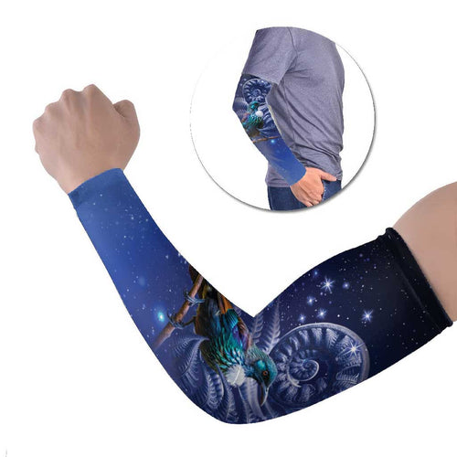 Tui Bird Matariki Galaxy Arm Sleeves Koru Silver Fern Aotearoa