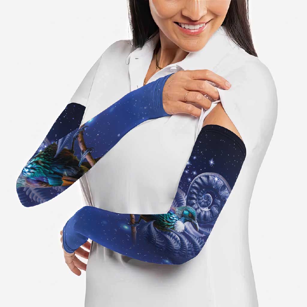 Tui Bird Matariki Galaxy Arm Sleeves Koru Silver Fern Aotearoa