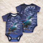 Tui Bird Matariki Galaxy Baby Onesie Koru Silver Fern Aotearoa