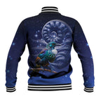 Tui Bird Matariki Galaxy Baseball Jacket Koru Silver Fern Aotearoa