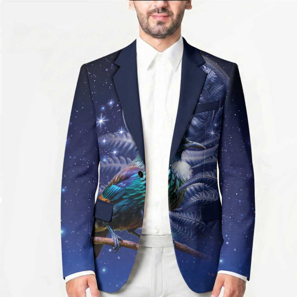 Tui Bird Matariki Galaxy Blazer Koru Silver Fern Aotearoa