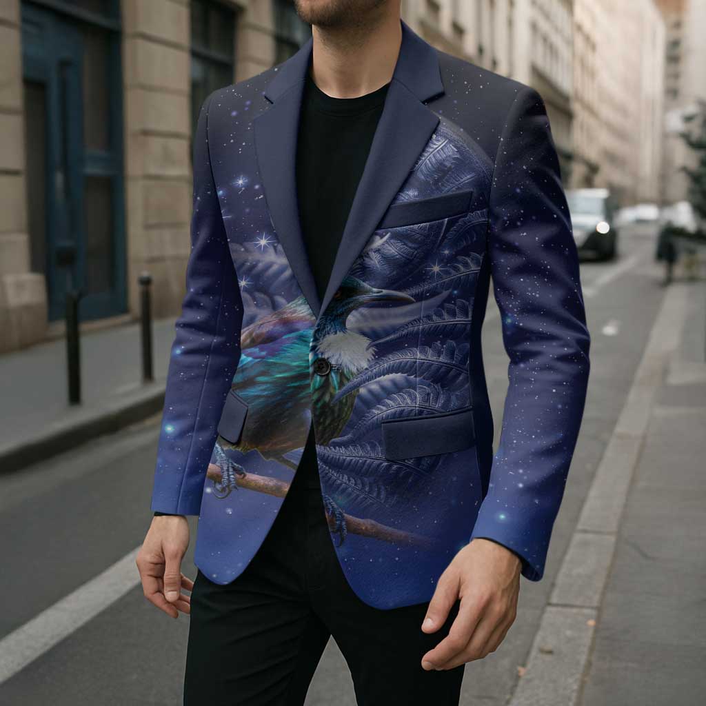 Tui Bird Matariki Galaxy Blazer Koru Silver Fern Aotearoa