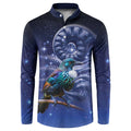 Tui Bird Matariki Galaxy Button Sweatshirt Koru Silver Fern Aotearoa
