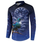 Tui Bird Matariki Galaxy Button Sweatshirt Koru Silver Fern Aotearoa